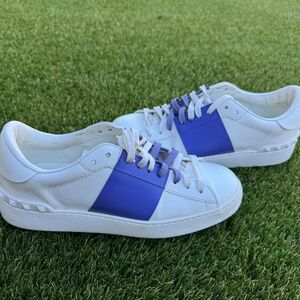 Valentino Garavani White leather sneakers with purple accents